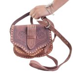 bolso de cuero crusado pequeño bicolor