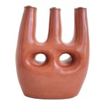 Florero candelabro de ceramica esmaltada triple