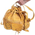 cartera bolso de cuero grande amarillo con colores