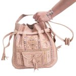 Cartera Bolso de cuero mediano marroquí palo rosa con colores