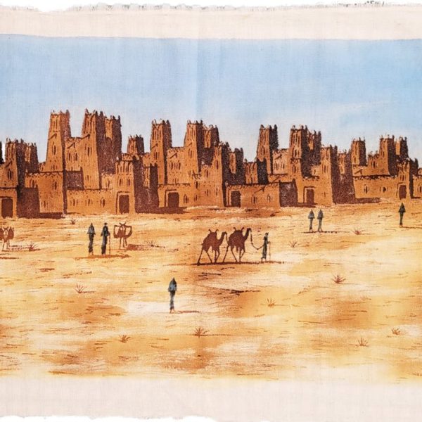 Pintura de té - kasbah ait ben haddou en sahara 3 - 60x40cm