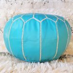 puff turquesa de cuero - puff arabe marroqui|Pouf turquesa