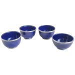 Set de 4 pocillos azules artesanales de ceramica y aluminio