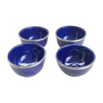 Set de 4 pocillos azules artesanales de ceramica y aluminio