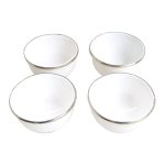 Set de 4 pocillos blancos artesanales de ceramica y aluminio