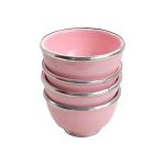 Set de 4 pocillos rosados artesanales de ceramica y aluminio