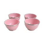 Set de 4 pocillos rosados artesanales de ceramica y aluminio