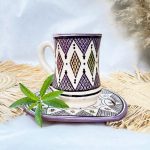 Mug Marroquí Morado - Taza de té + plato hechos a mano