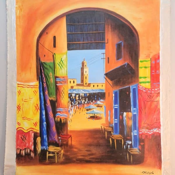 Pintura marroqui La medina 68x86 cm